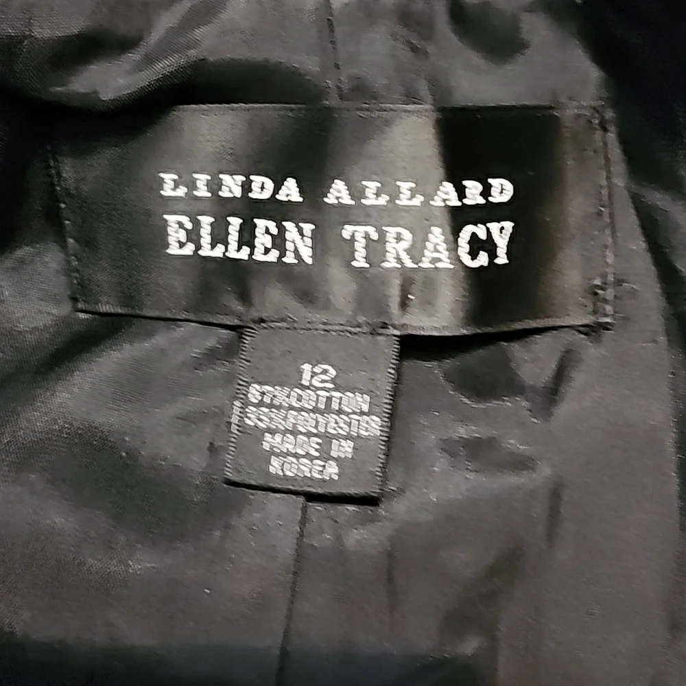 Linda Allard Ellen Tracy Womens Gold & Black Zebra Print Button Front Coat Sz 12 - Picture 7 of 10